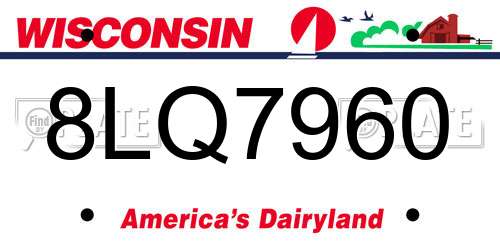 8LQ7960 Wisconsin License Plate
