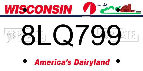 8LQ799 Wisconsin License Plate
