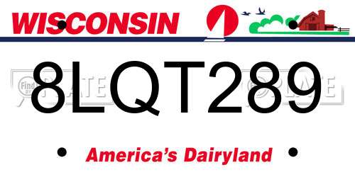 8LQT289 Wisconsin License Plate