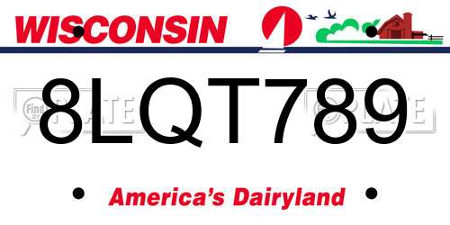 8LQT789 Wisconsin License Plate