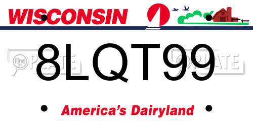 8LQT99 Wisconsin License Plate