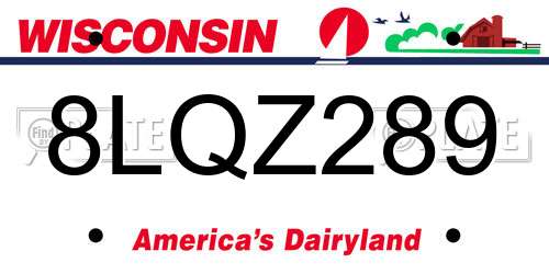 8LQZ289 Wisconsin License Plate