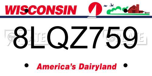 8LQZ759 Wisconsin License Plate