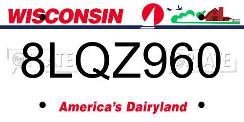 8LQZ960 Wisconsin License Plate