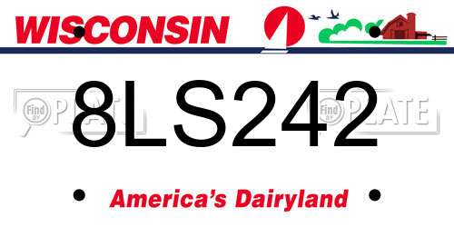 8LS242 Wisconsin License Plate