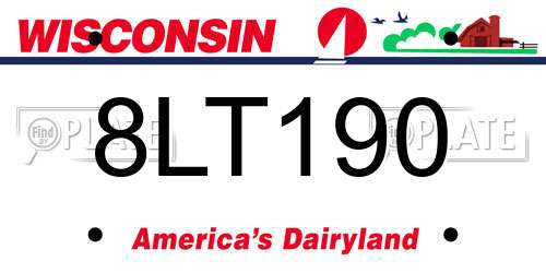 8LT190 Wisconsin License Plate