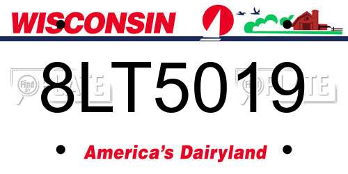 8LT5019 Wisconsin License Plate