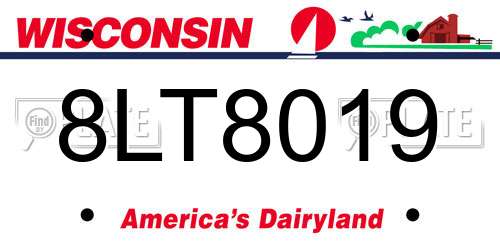 8LT8019 Wisconsin License Plate