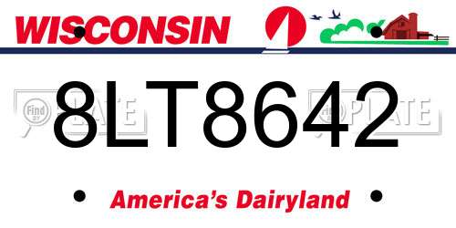 8LT8642 Wisconsin License Plate