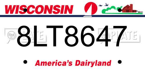 8LT8647 Wisconsin License Plate