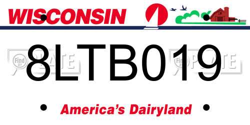 8LTB019 Wisconsin License Plate