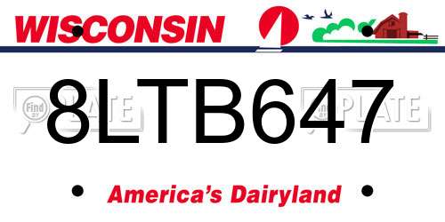 8LTB647 Wisconsin License Plate