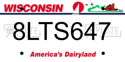 8LTS647 Wisconsin License Plate