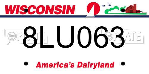 8LU063 Wisconsin License Plate