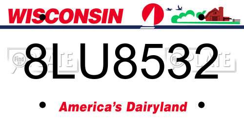 8LU8532 Wisconsin License Plate