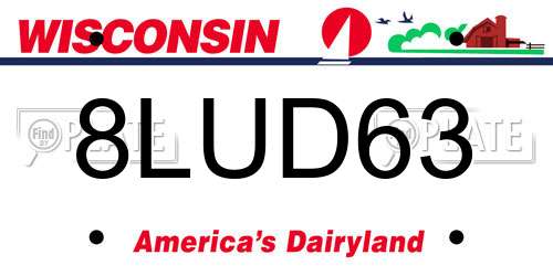 8LUD63 Wisconsin License Plate