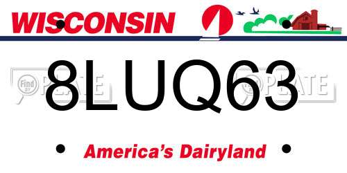 8LUQ63 Wisconsin License Plate