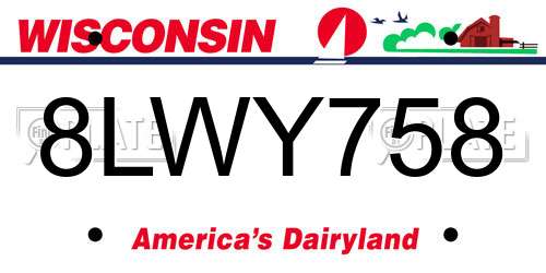 8LWY758 Wisconsin License Plate