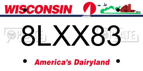 8LXX83 Wisconsin License Plate