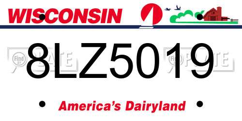 8LZ5019 Wisconsin License Plate