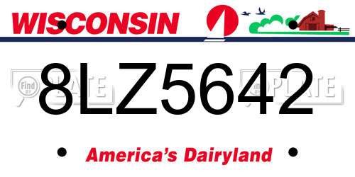 8LZ5642 Wisconsin License Plate
