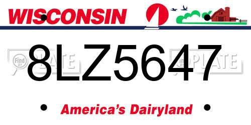 8LZ5647 Wisconsin License Plate