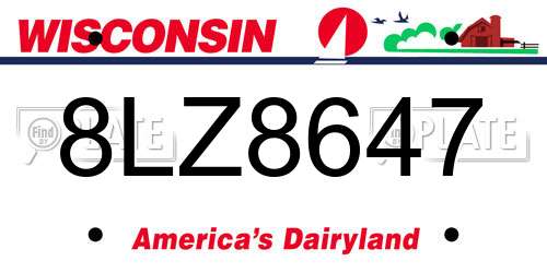 8LZ8647 Wisconsin License Plate