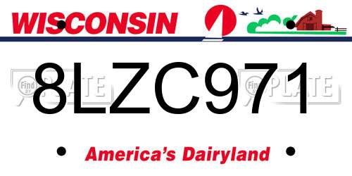 8LZC971 Wisconsin License Plate