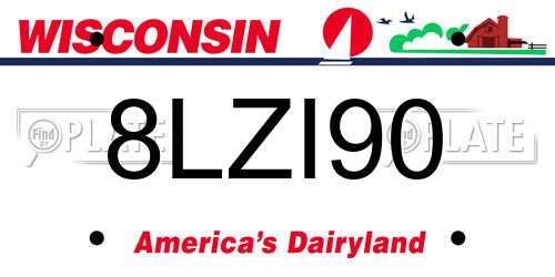 8LZI90 Wisconsin License Plate