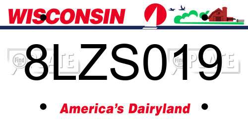 8LZS019 Wisconsin License Plate