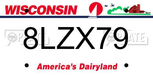 8LZX79 Wisconsin License Plate