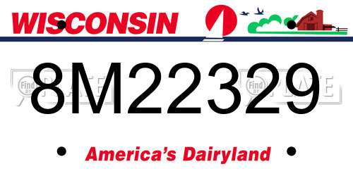 8M22329 Wisconsin License Plate