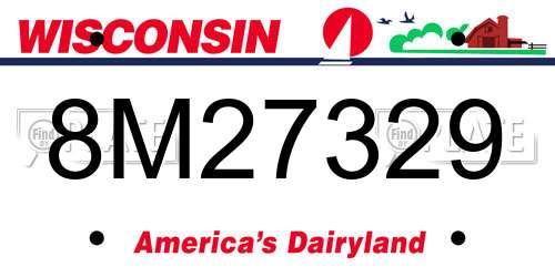 8M27329 Wisconsin License Plate