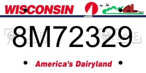 8M72329 Wisconsin License Plate