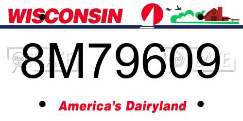 8M79609 Wisconsin License Plate