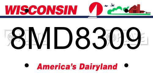 8MD8309 Wisconsin License Plate