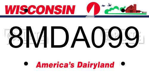 8MDA099 Wisconsin License Plate