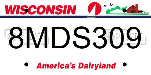 8MDS309 Wisconsin License Plate