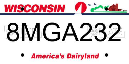 8MGA232 Wisconsin License Plate
