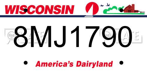 8MJ1790 Wisconsin License Plate