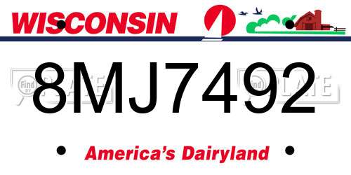 8MJ7492 Wisconsin License Plate