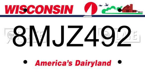 8MJZ492 Wisconsin License Plate