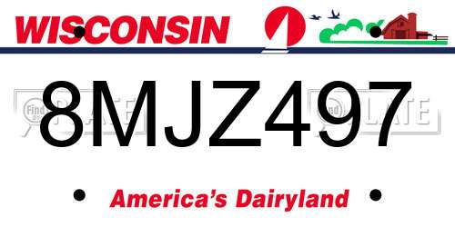 8MJZ497 Wisconsin License Plate