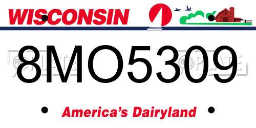 8MO5309 Wisconsin License Plate