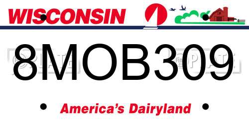 8MOB309 Wisconsin License Plate