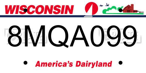 8MQA099 Wisconsin License Plate