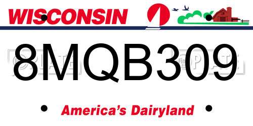 8MQB309 Wisconsin License Plate