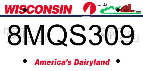 8MQS309 Wisconsin License Plate