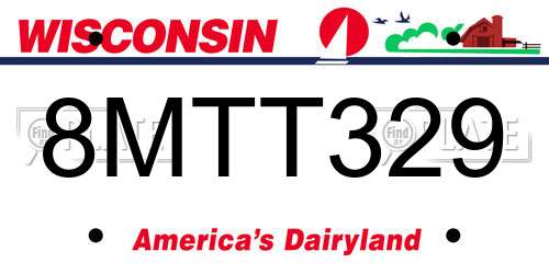 8MTT329 Wisconsin License Plate