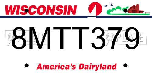 8MTT379 Wisconsin License Plate